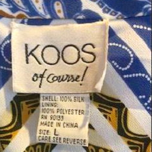 Women's Koos Of Course Reversible 100% Silk Lightweight Jacket Blue Sz: L - Picture 8 of 8